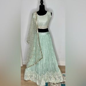 Light teal lehenga